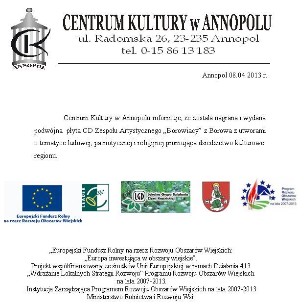 Informacja Centrum Kultury w Annopolu