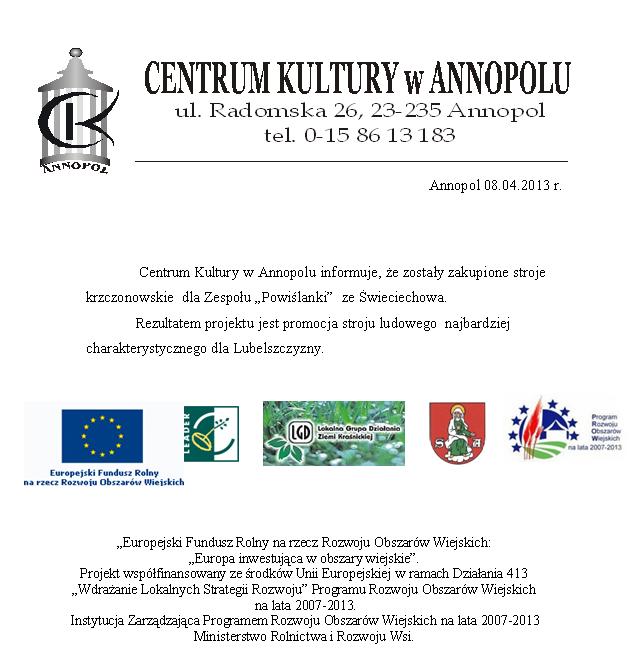 Informacja Centrum Kultury w Annopolu