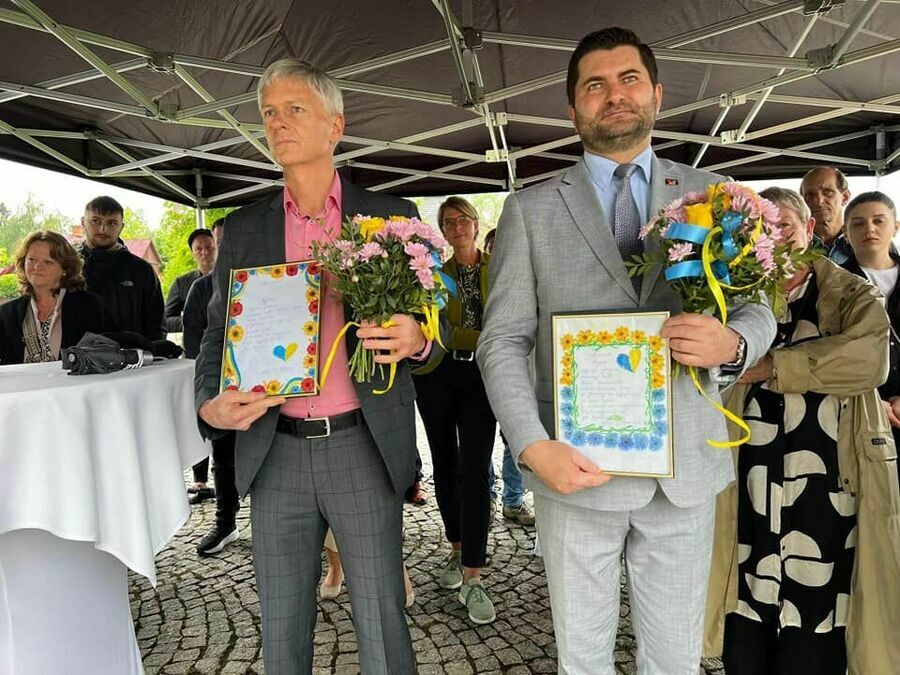 Podziękowania - Burmistrz Staufen Michael Benitz i Burmistrz Kazimierza Dolnego - Artur Pomianowski