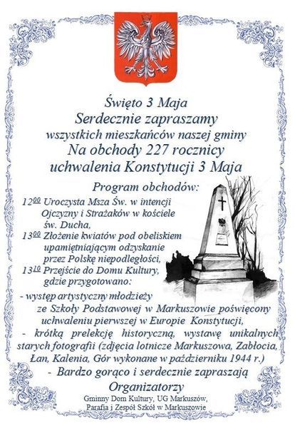 
                                                       Obchody 227 rocznicy uchwalenia Konstytucji 3 Maja
                                                