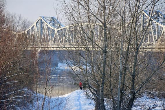 Most na Wiśle pomiędzy Puławami a Górą Puławska