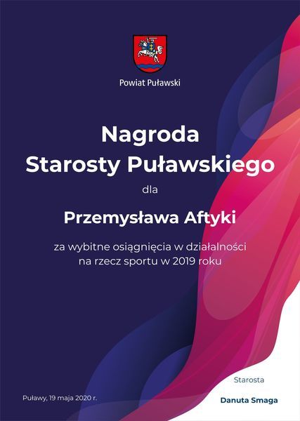 
                                                       Dyplomy dla najlepszych sportowców powiatu puławskiego 2019
                                                