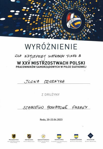 
                                                    XXV Mistrzostwa Polski Pracowników Samorządowych w Piłce Siatkowej Reda 20-23.04.2023 r.
                                                