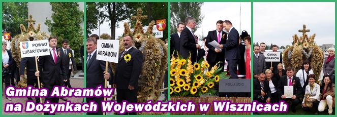 Zdjęcia i napis Gmina Abramów na Dożynkach Wojewódzkich w Wisznicach