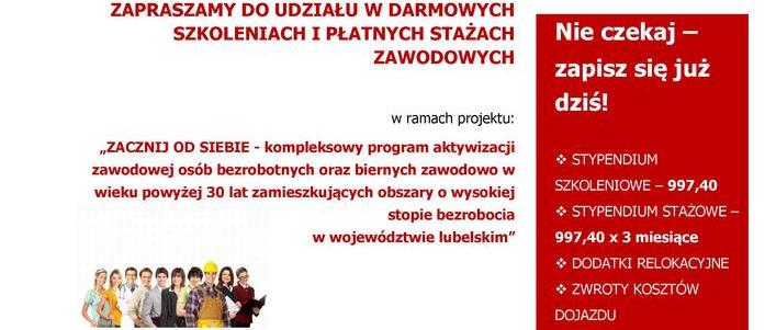 Oferta bezpłatnych szkoleń zawodowych i staży dla mieszkańców gminy
