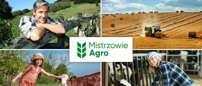 kolarz zdjęć ludzi związanych z rolnictwem i logo mistrzowie Agro (grafika ściągnięta ze strony kurierlubelski.pl