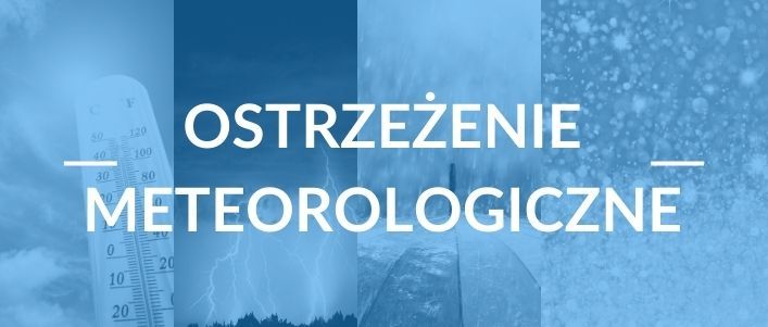 Grafika z napisem Ostrzeżenie meteorologiczne