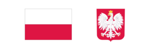 Grafika zawiera po lewej stronie flagę Polski, a po prawej stronie widnieje godło Polski