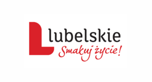 Logo promocyjne Urzędu Marszałkowskiego Województwa Lubelskiego. Grafika przedstawia czerwona literę L i czarny napis lubelskie, pod spodem czerwony napis Smakuj życie!