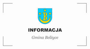 Grafika przedstawia herb gminy Bełżyce, pod spodem napis Informacja gmina Bełżyce.