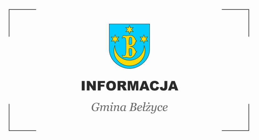 Grafika przedstawia herb gminy Bełżyce. Pod spodem znajduje się napis Informacja .