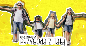 grafika przedstawia rodziców i dzieci trzymających się za ręce na żółtym tle