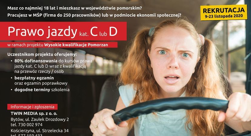 Plakat rekrutacyjny na prawo jazdy