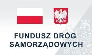 Godło polski iflaga polski z wpisem fundusz dróg samorządowych