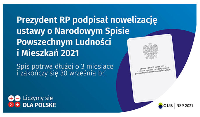Na zdjęciu grafika informująca o przedłużeniu Narodowego Spisu Powszechnego do 30 września