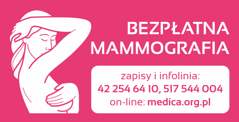 Na zdjęciu fragment plakatu informującego o bezpłatnych badaniach mammograficznych