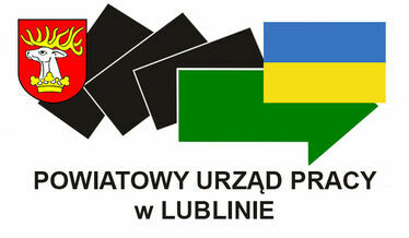 Grafika ogólna napis Powiatowy Urząd Pracy w Lublinie i flaga Ukrainy