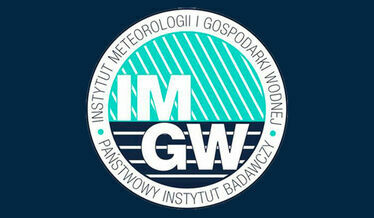 Logo IMGW na granatowym tle