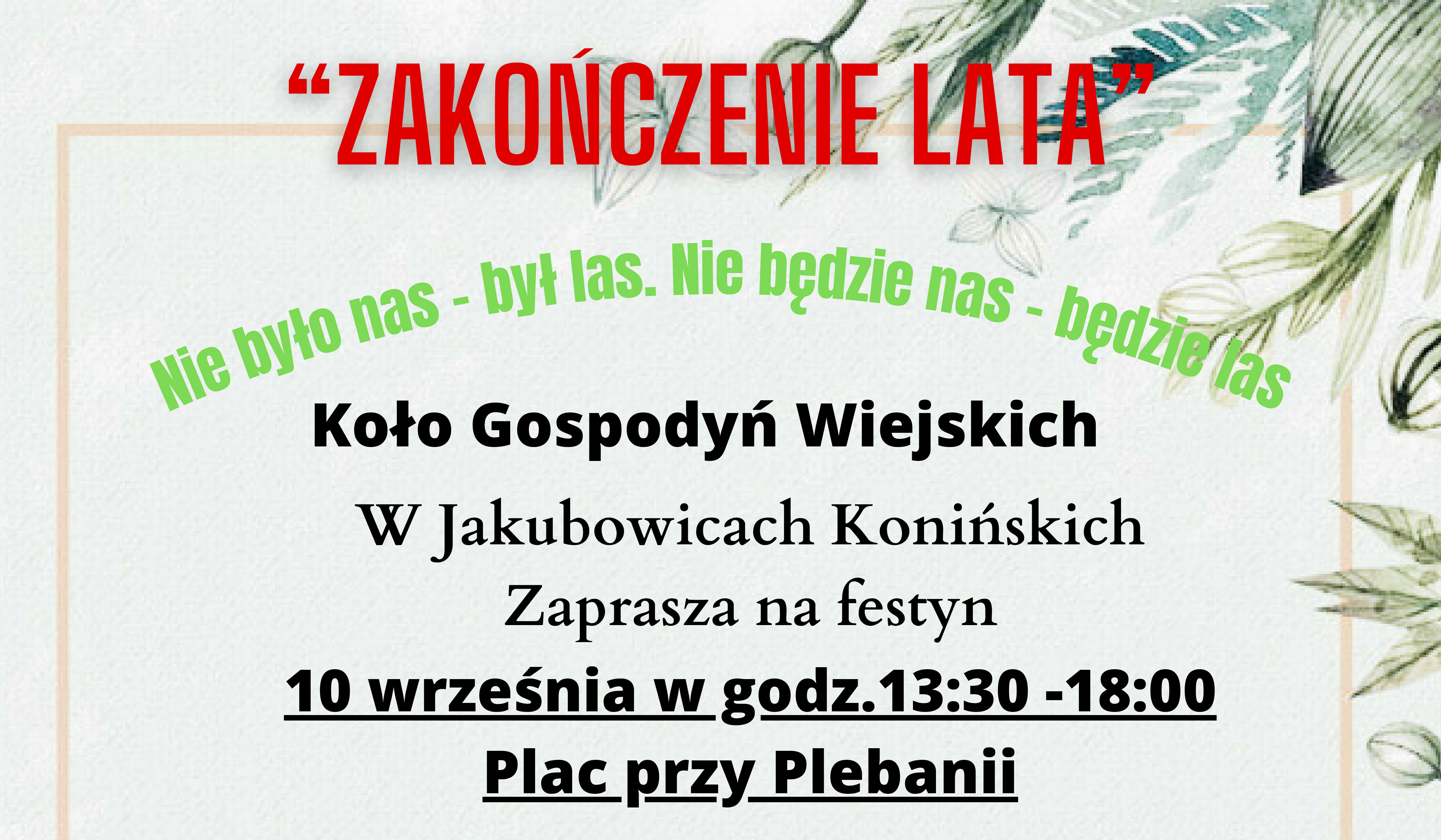 Zaproszenie do Jakubowic Konińskich na festyn