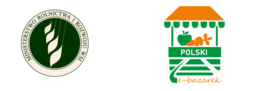Grafika przedstawia logo Ministerstwa Rolnictwa i Rozwoju Wsi oraz logo Polskiego e-bazarku