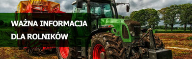 Grafika napis na tle traktora - Ważna informacja dla rolników