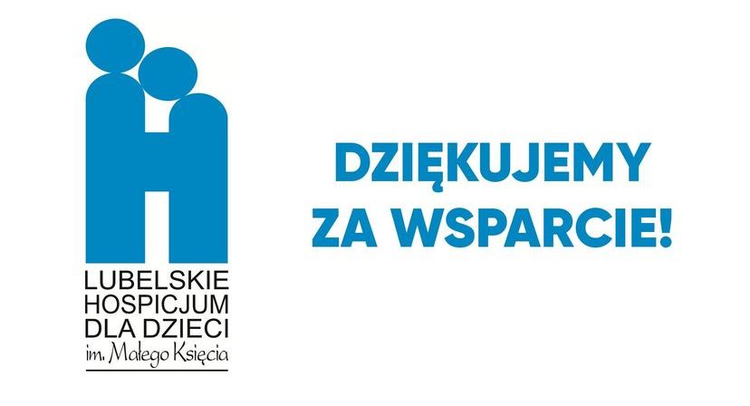 Logo lubelskie hospicjum i napis dziękujemy za wsparcie