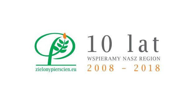 logo: zielony pierścień- 10 lat promujemy produkty lokalne