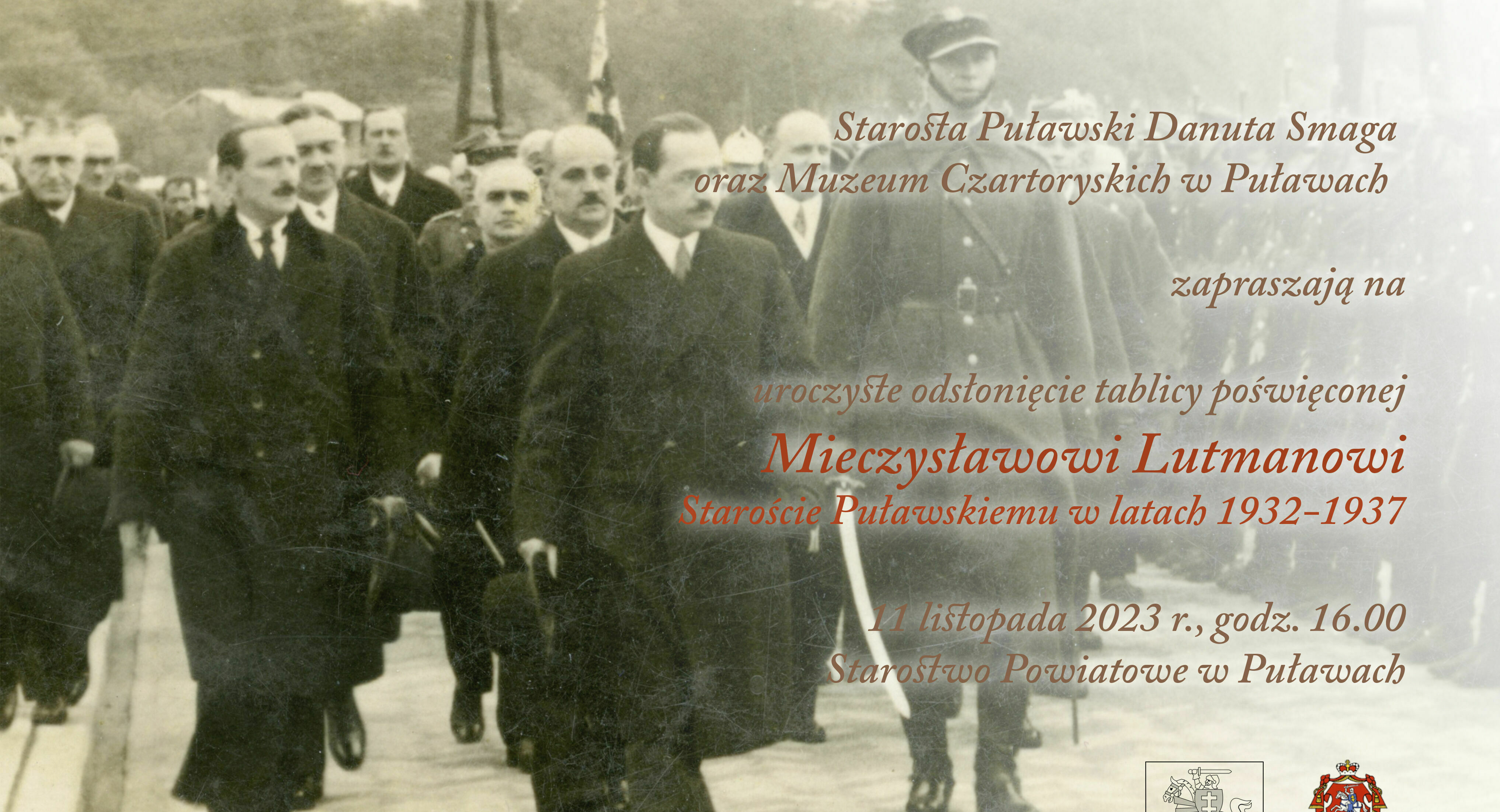 Odsłonięcie tablicy poświęconej Mieczysławowi Lutmanowi - Staroście Puławskiemu w latach 1932-1937