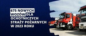 Plakat programu Samochody dla OSP, zdjęcie samochodów strażackiech