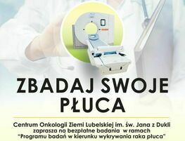 plakat napis: zbadaj swoje płuca