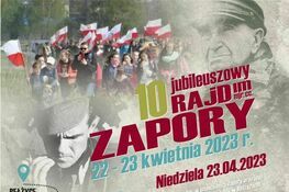 fragment plakatu wydarzenia - 10. jubileuszowy rajd mjra Zapory