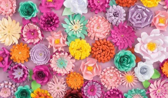 Kwiaty z papieru różnokolorowe