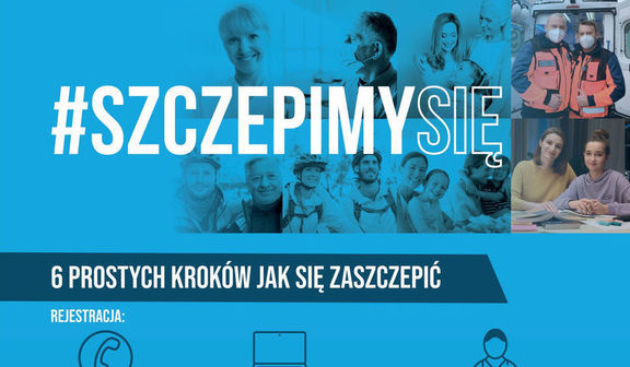 Baner z napisem #SZCZEPIMY SIĘ