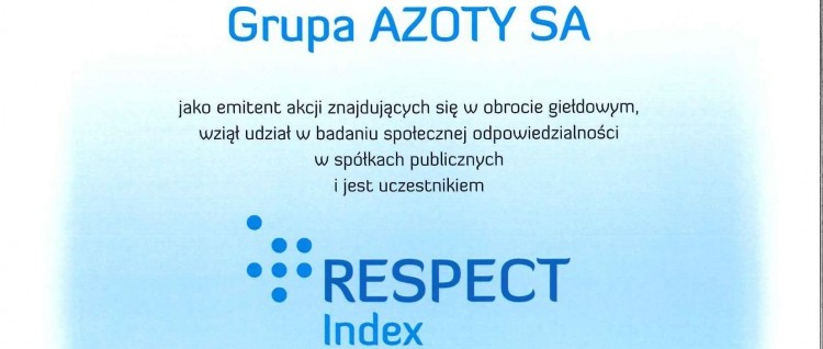 Grupa Azoty S.A. wśród laureatów indexu odpowiedzialnego biznesu