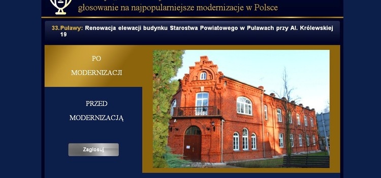 Modernizacja Roku 2016 - głosuj na budynek puławskiego Starostwa!