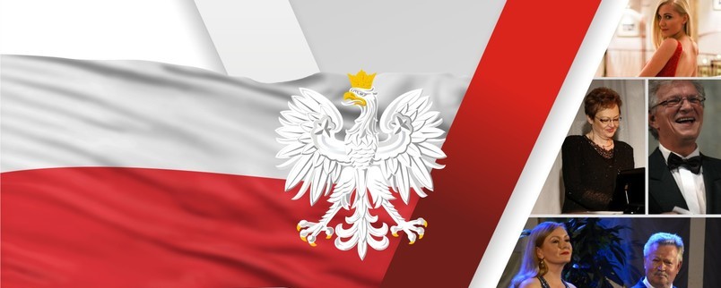 Orzeł w koronie, biało-czerwona flaga Polski, artyści