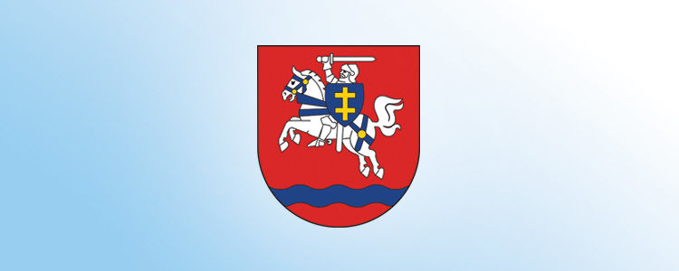 Herb powiatu puławskiego na błękitnym tle.