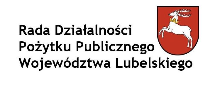 Napis Rada Działalności Pożytku Publicznego Województwa Lubelskiego oraz wizerunek herbu województwa lubelskiego