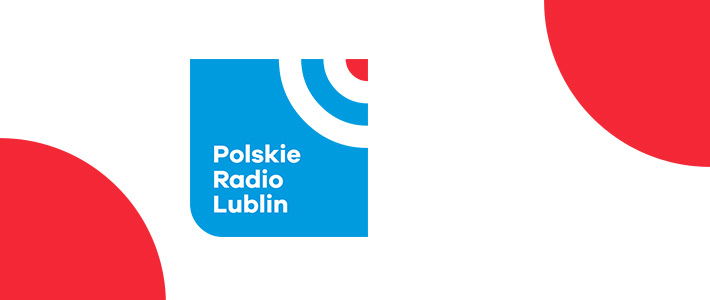 Polskie Radio Lublin - kolorowe logo czerwony, niebieski, biały