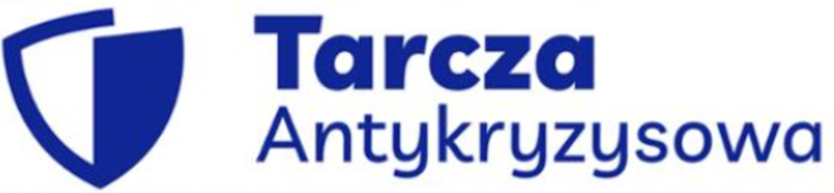 Tarcza antykryzysowa - logo, niebieski napis