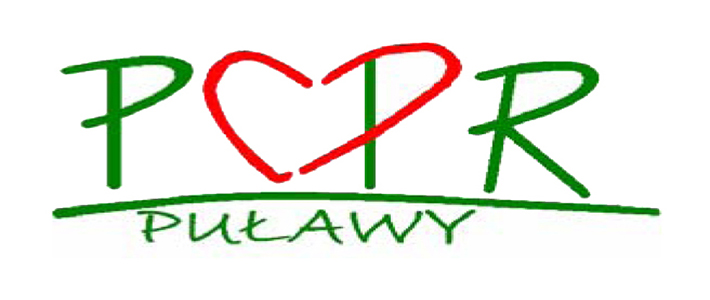 Logo PCPR Puławy, w tle motyw serca