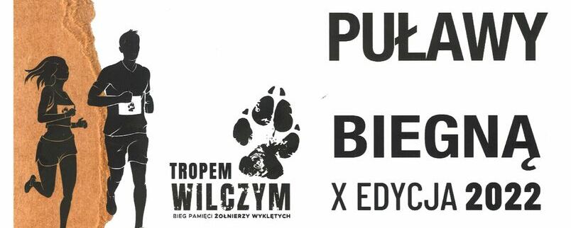 Puławy biegną Tropem Wilczym. X edycja 2022, biegacze, logo