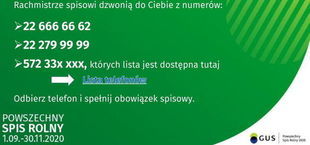 Baner z informacjami na zielonym tle.