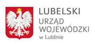 Logo Lubelskiego Urzędu Wojewódzkiego w Lublinie z białym orłem w czerwonym herbie po lewej i czarnym napisem po prawej.