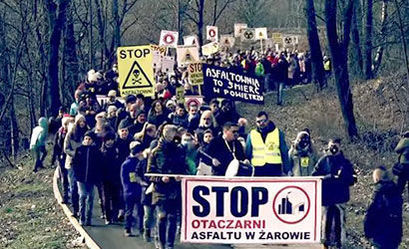Pikieta STOP STOP OTACZARNI ASFALTU W ŻAROWIE