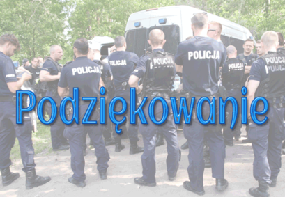Zdjęcie policjantów i napis Podziękowanie