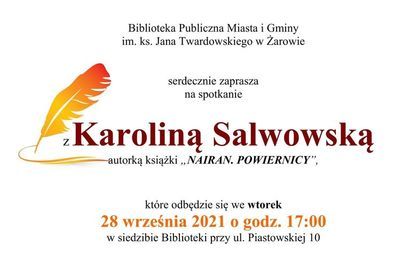 Plakat spotkanie autorskie z Karoliną Salwowską
