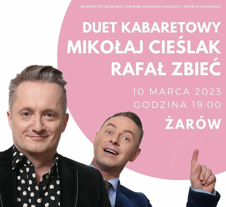 Duet kabaretowy Mikołaj Cieślak i Rafał Zbieć wystąpi w Żarowie
