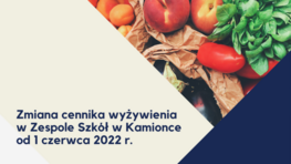 Ogłoszenie o zmianie cennika posiłków