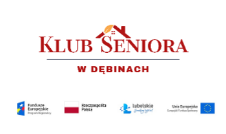 logo Klub Seniora w Dębinach oraz logotypy dofinansowania